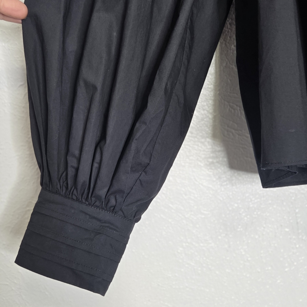 Ulla Johnson Black Marika Poplin Balloon Long Sleeve Blouse Women's Size 8 - Picture 10 of 14